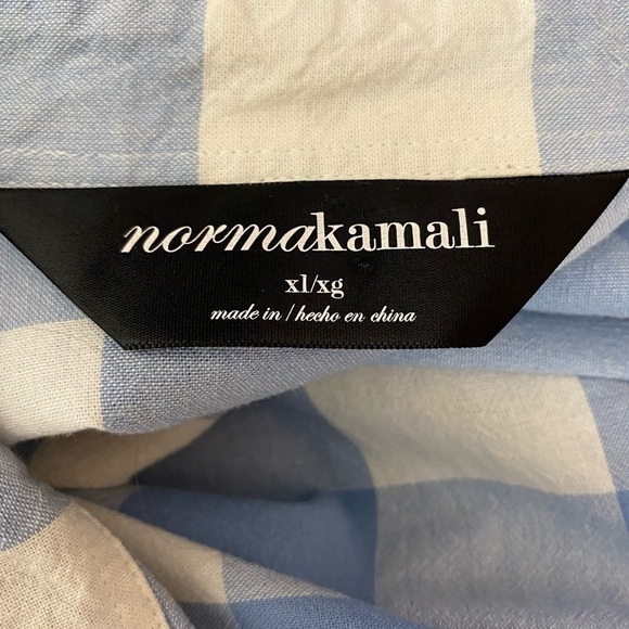 NORMA KAMALI Womans Blue White Checkered Button Down Shirt Lightweight XL - Picture 11 of 11